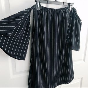 Navy off the shoulder dress